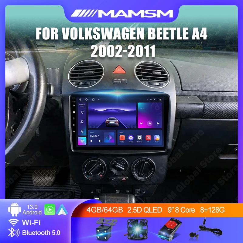 MAMSM Android Car Radio For Volkswagen Beetle A4 2002-2011 GPS Navigation Multimedia Stereo Video Player Radio Wireless Carplay