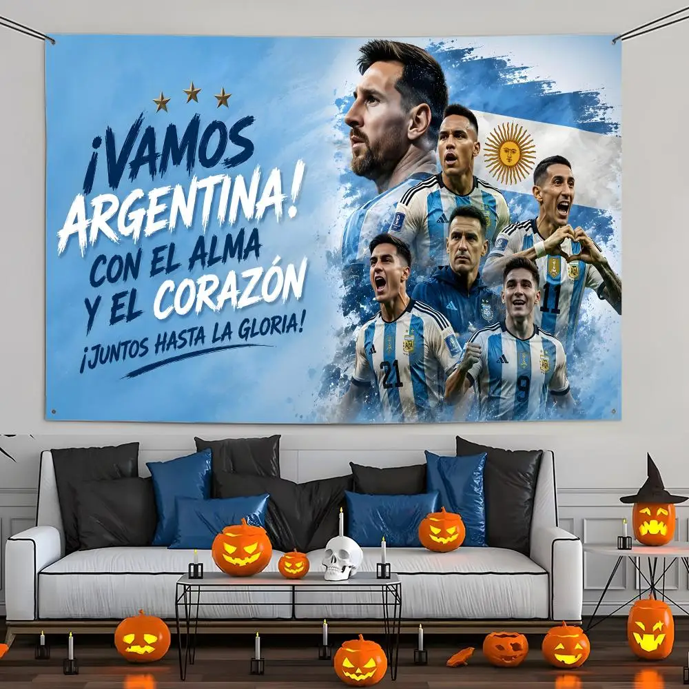 Argentinische Fußball-Flaggen, ästhetischer Wandteppich, bedruckter Wandbehang, Wohnzimmer, Party, Outdoor-Dekoration