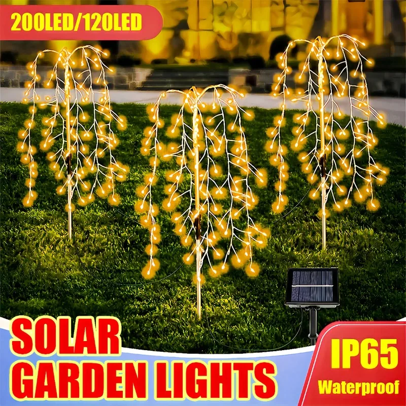 Guirxiété lumineuse solaire extérieure à 120/200 LED, 62 lampes, 8 modes d'éclairage, décoration de jardin, terrasse, chemin, nouveau