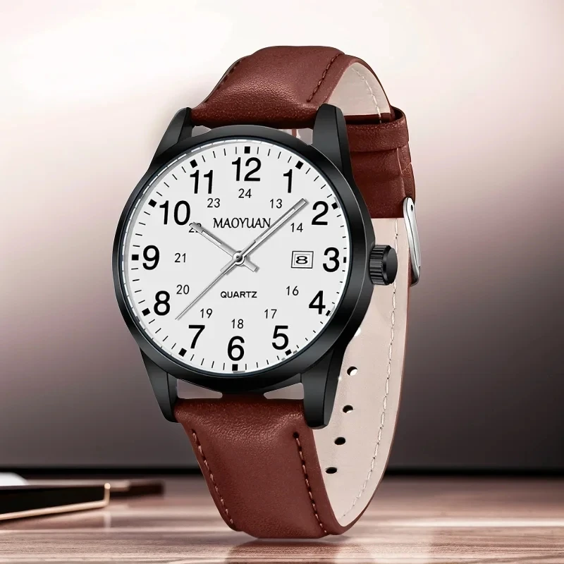 Maoyuan 2024 New Top Luxury Brand Quartz Watch Men's Leather Strap Men's Watch 30ATM Waterproof Watch Relogio Masculino