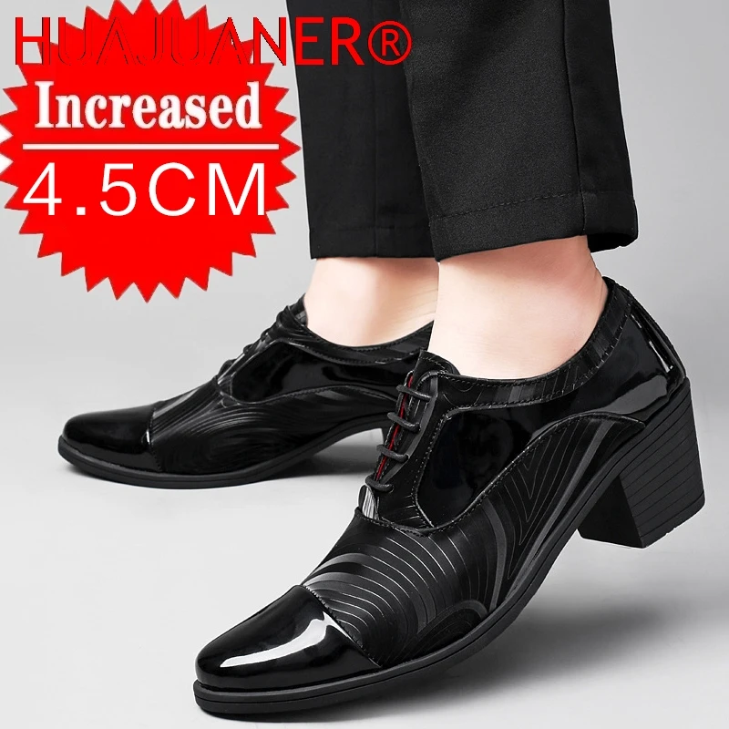 

Мужские классические туфли на высоком каблуке, деловые туфли, мужские оксфорды с острым носком, мужские роскошные туфли для свадеб и торжеств