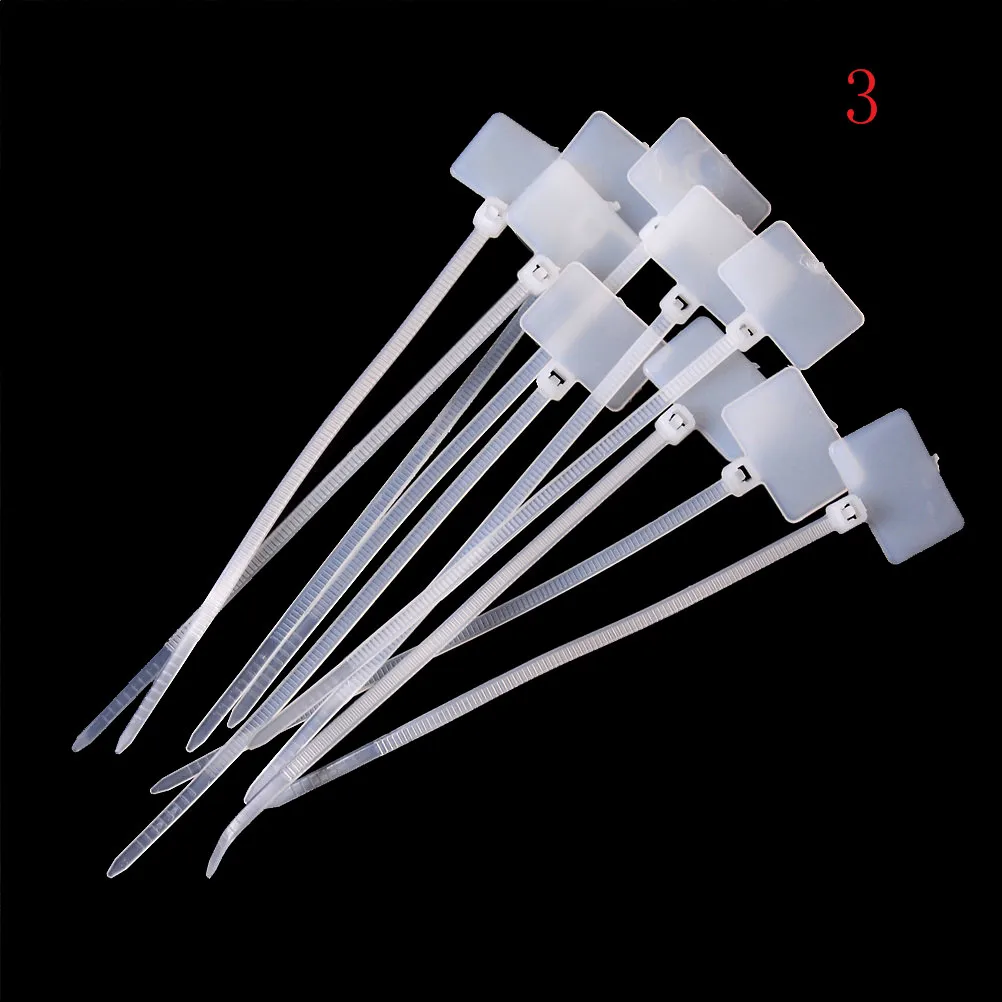 100Pcs 10cm RJ45 RJ12 Wire Power Cable Label Mark Tags Self-Locking Nylon Tie Tags