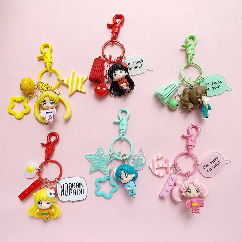 Sailor Moon Anime Peripheral Kawaii Keychain Female Ins Style Girly Heart Car Keychain Pendant Cute Couple Keychain Wholesale - view 2