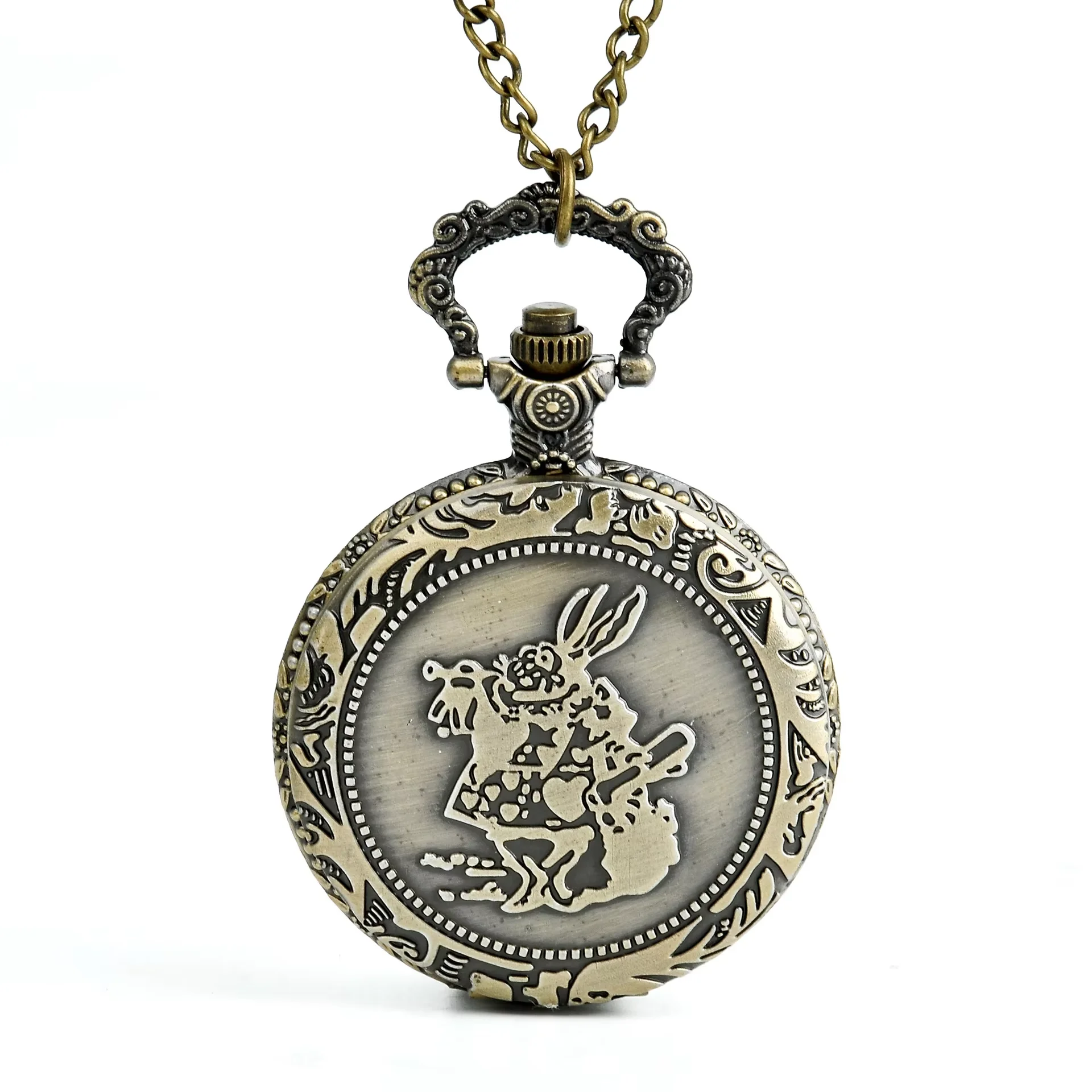 Retro Fashion Chinese Style Zodiac Rabbit Bunny Beautiful Necklace Retro Quartz Pocket Watch Pendant Women Men Watches Gifts