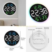 L9NB 10Inch Large Digital Wall Clock Remote Control 2 Alarms Big LED Display Fashion