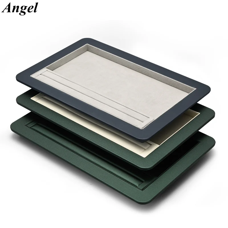 

PU Leather Fabric Green Bracelet Display Trays Ring Bangle Organizer Stand Jewelry Display Props