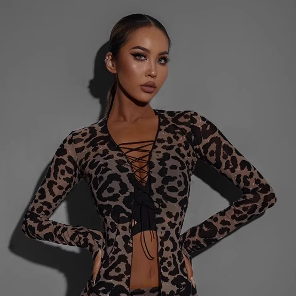 

Дизайнерские топы в полоску, женское платье для латинских танцев, женская одежда для бальных танцев, самбы, румбы, танцевальная одежда для выступлений на сцене, NY22, с длинным рукавом