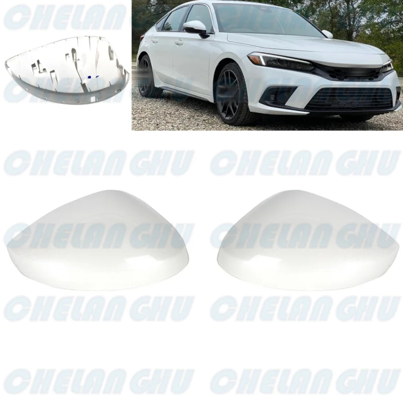 

1 Pair Pearl white Painted Rear Mirror Housing Cover Cap without turn signal Hole for Honda US version Civic 2022-2023