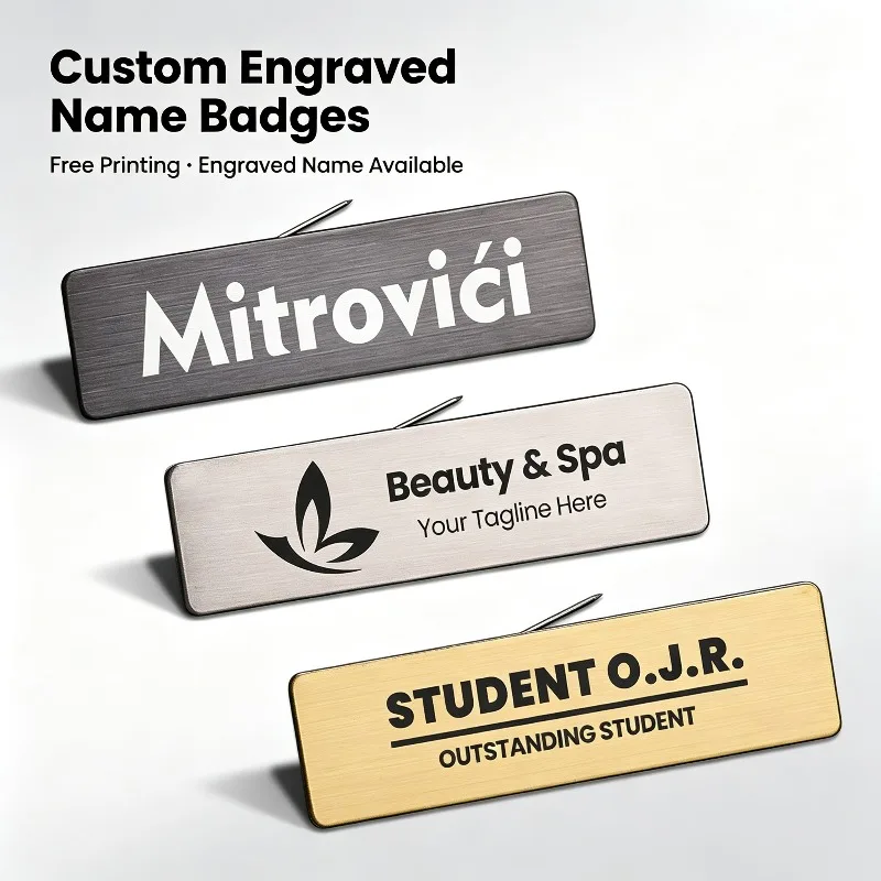 Free Customized Logo Metal Nameplate Magnet Work Badge Pin Style Business Gift Office Company Employee Work Badge Beauty Salon