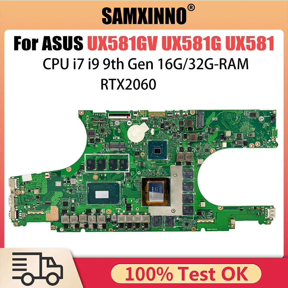 

Материнская плата UX581GV для ноутбука ASUS Zenbook Pro Duo UX581G материнская плата для ноутбука I7 9750H I9 9980HK CPU RTX2060 ОЗУ 16 ГБ 32 ГБ