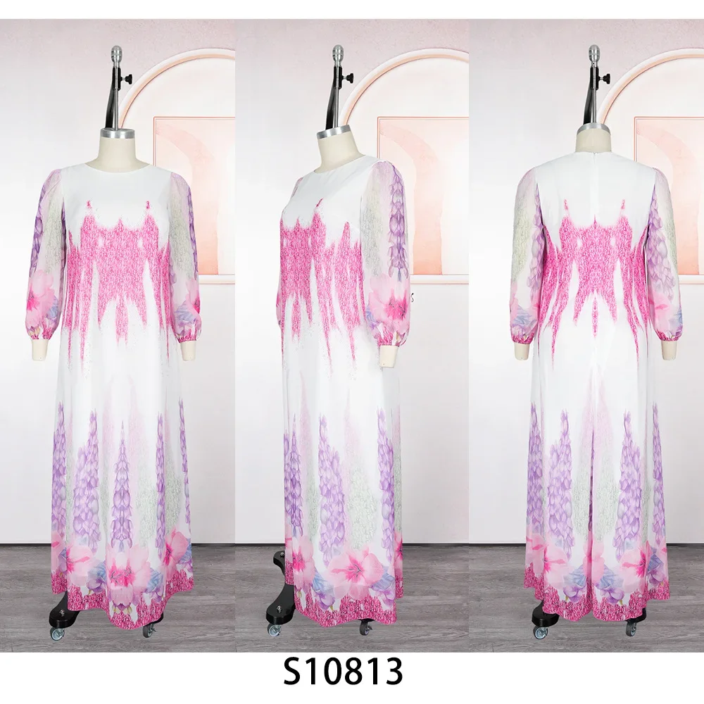 L-3XL حجم كبير فساتين الأفريقية للنساء الخريف أنيقة أفريقيا طويلة الأكمام حفلة سهرة فستان ماكسي Dashiki أفريقيا الملابس #4