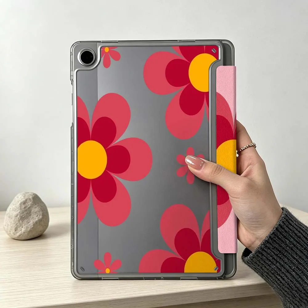 Cartoon Red Flower Soft For Samsung Galaxy Tab S10 S9 S8 S7 S6 A11 A10 A9 FE Plus Lite Foldable 3Y Tablet Case