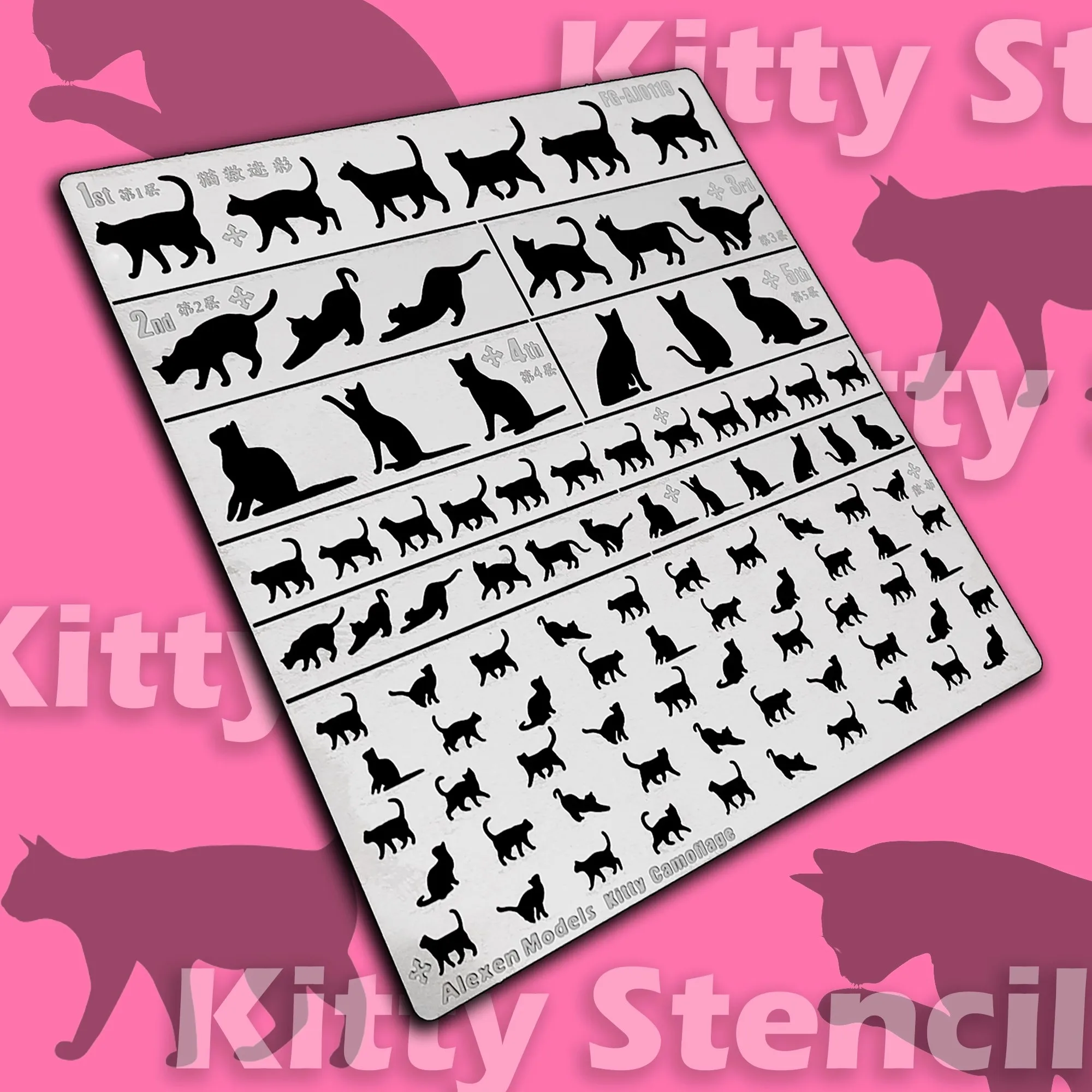 Kitty Camoflage Stencil Cat Template Pattern Spraying Tools For Gundam Model Building Hobby DIY Tools Accessories