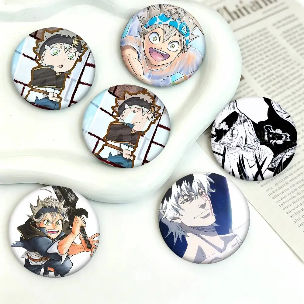 1pc Black Clover Asta Anime Cartoon Style Badge Brooches On Backpack Decoration Round Enamel Pins For Accessorys