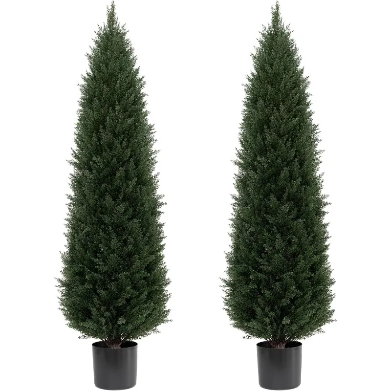 5ft Artificial Tree Modeling Tree Set of 2 UV Resistant Bush Potted Plant