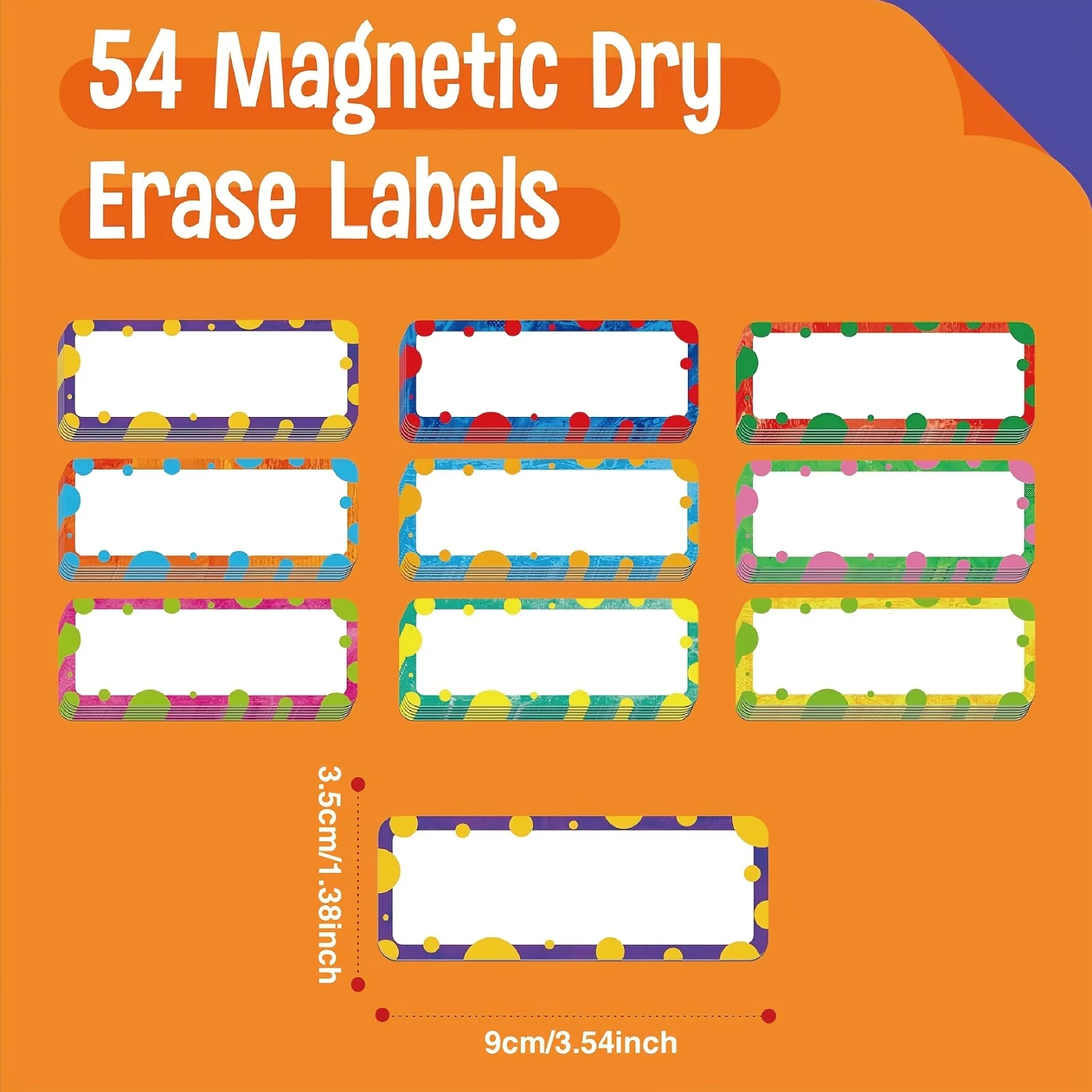 54 Magnetic Tags with 4 Pens, Waterproof Strips, Suitable for Refrigerator, Home Office, Garage Refrigerator, Writing Cards