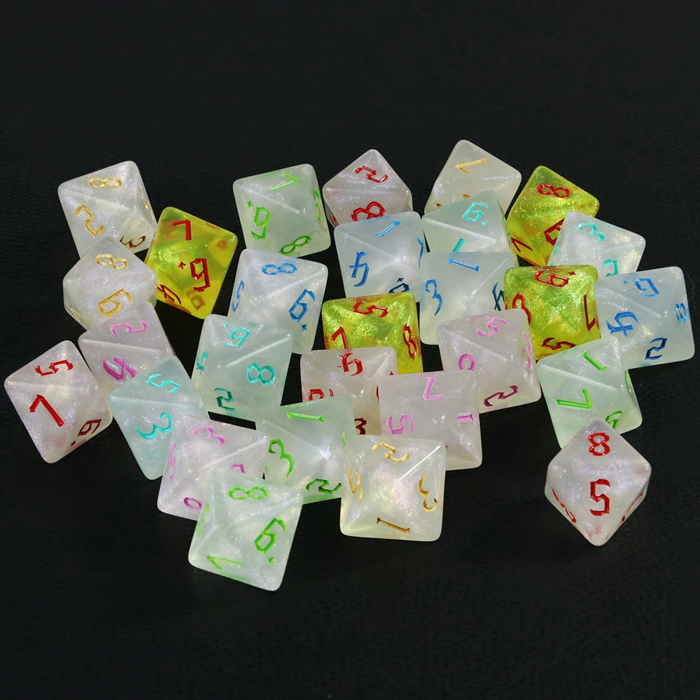 Polyhedral D8 Dice Set 10PCS TRPG Glitter/ Opaque 8 Sided Dices for RPG D&D Accessories Table Board Role Playing Game Dice
