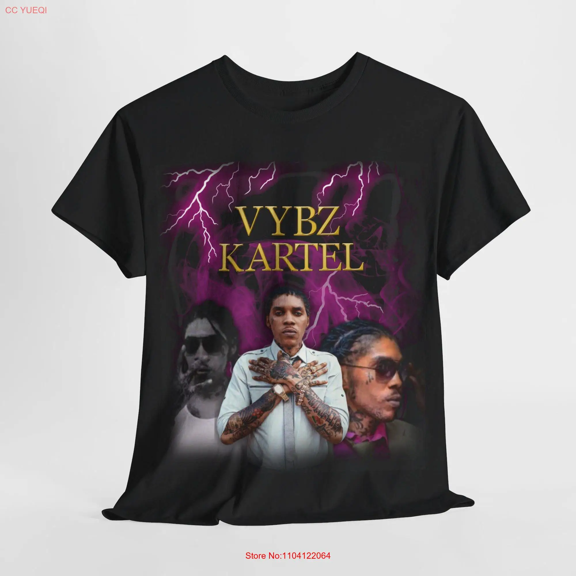 Vybz Kartel T Shirt Dancehall Legend Iconic Bold Jamaican Music long or short sleeves