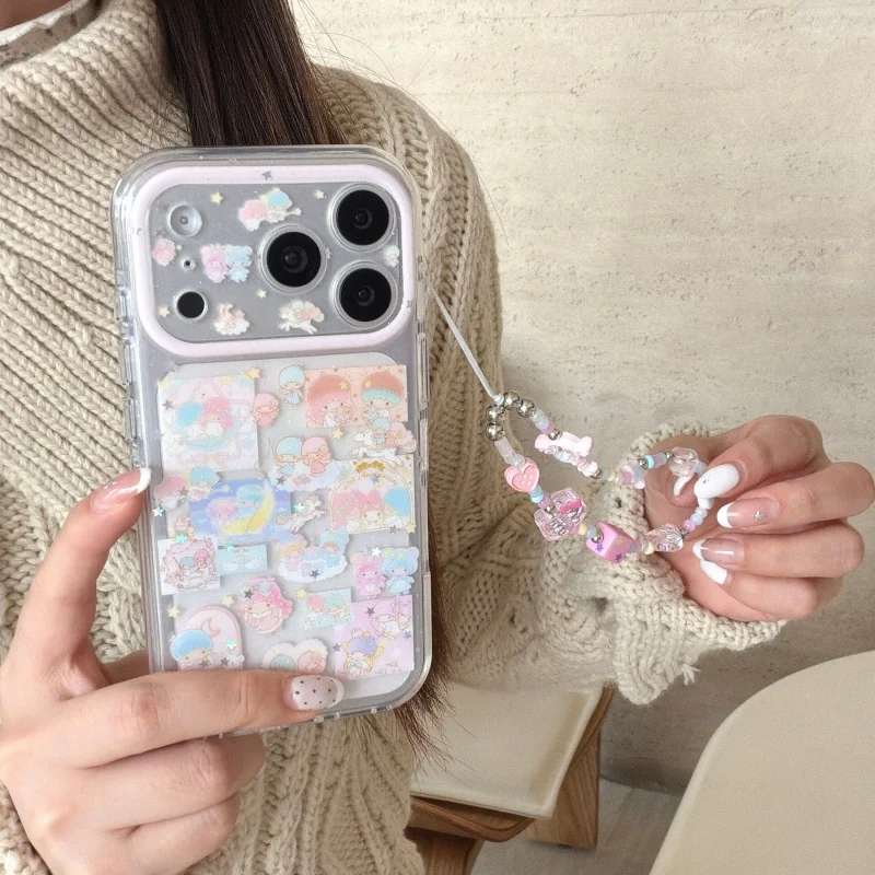 

Korean Cute Star Girl Phone Case For iPhone 17 Pro 15 16 Pro Max Cover with Chain Shockproof Protective Cases For Apple 16 Pro M