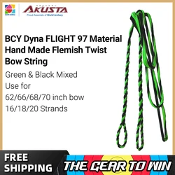 Akusta Recurve Bow Hand Made Bow String Dyna 97 Flight Material 16/18/20 Strands Black and Green Mixed Use For 50-70 Inch Bow