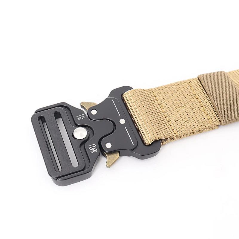 Cinturón táctico de liberación rápida para hombres y mujeres, correa de Metal militar para exteriores, accesorios deportivos de nailon Real suave, cinturón negro, 3,8x125cm