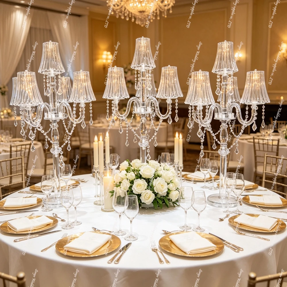 5/10pcs 80-120cm acrylic Crystal chandelier Candle Holder Stand Table Centerpieces Candlesticks for Party Event Decoration