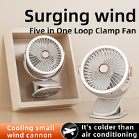Desktop Fan Clip Fan Ceiling Fan Camping Fan Rechargeable Air Circulating Fan 3 Gear Adjustable Outdoor Fan Night Light Fan
