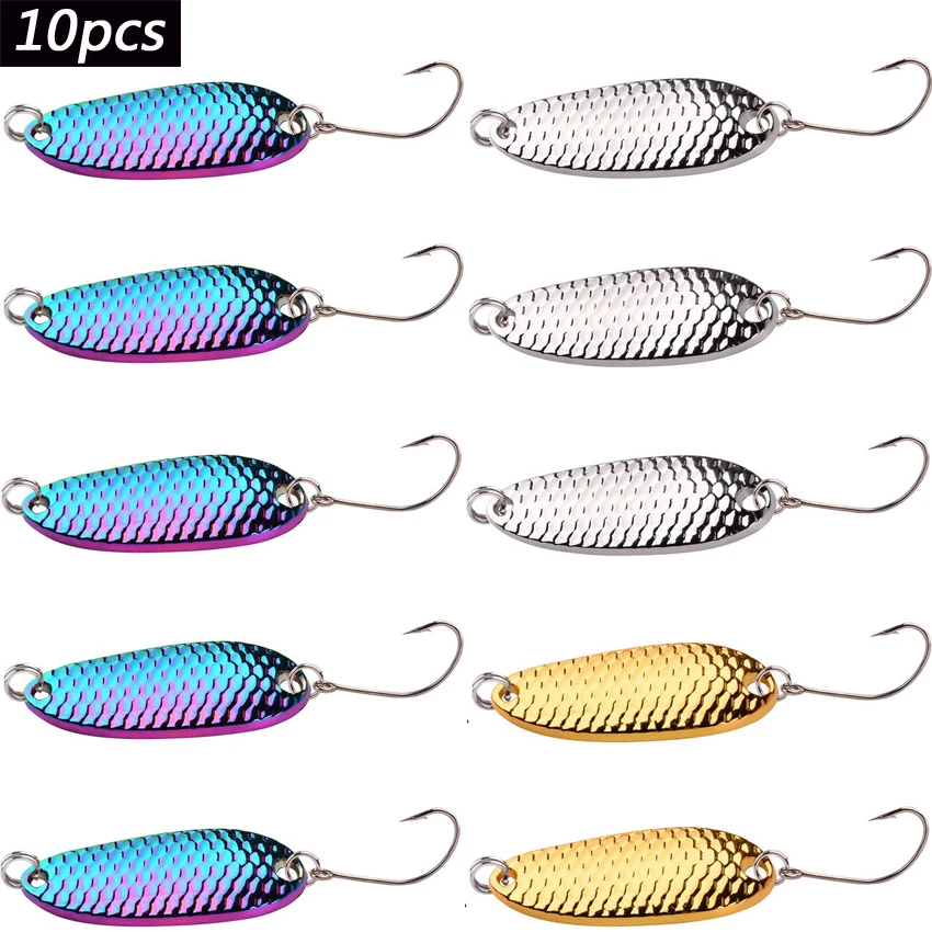 10pcs Metal Spoon Lures Baits 1.5g 2.5g 3.5g 5g Spinner Pesca Stream Bait Mini Fishing Spoon Lure For Trout Perch Pike Salmon