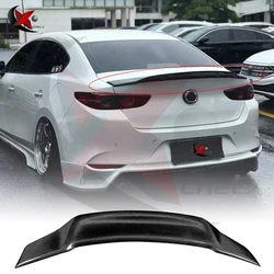 For 2020 2021 2022 2023 Mazda 3 Sedan Car Rear Trunk Real Carbon Fiber Spoiler Wing Lid Rear Tail Lip kit Glossy Black R Style