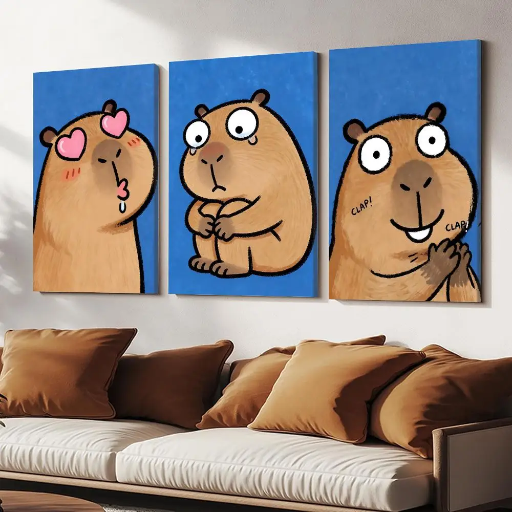 Simple Cute Kicapara Cartoon Painting Calligraphy HD Modern Style Inner Frame Canvas Poster Bedroom Room Hallway Wall Art Decor