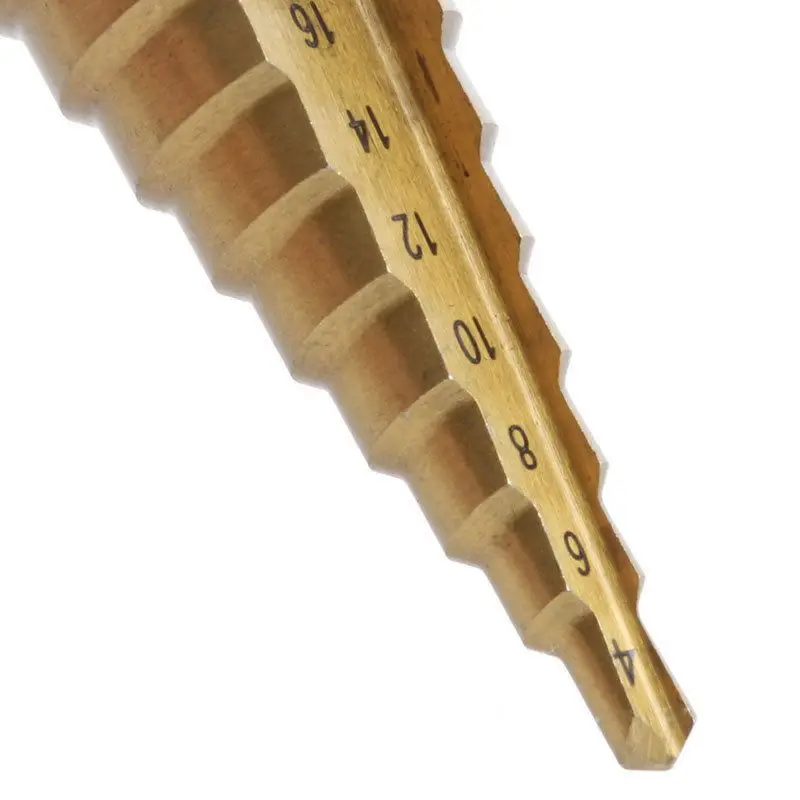 A1331FHOT]3 Pcs High-Speed Steel Step Drill Bit Set Power Tools Cone Titanium Coated Metal Hole Cutter 1/4 inch Hex Shank Dri