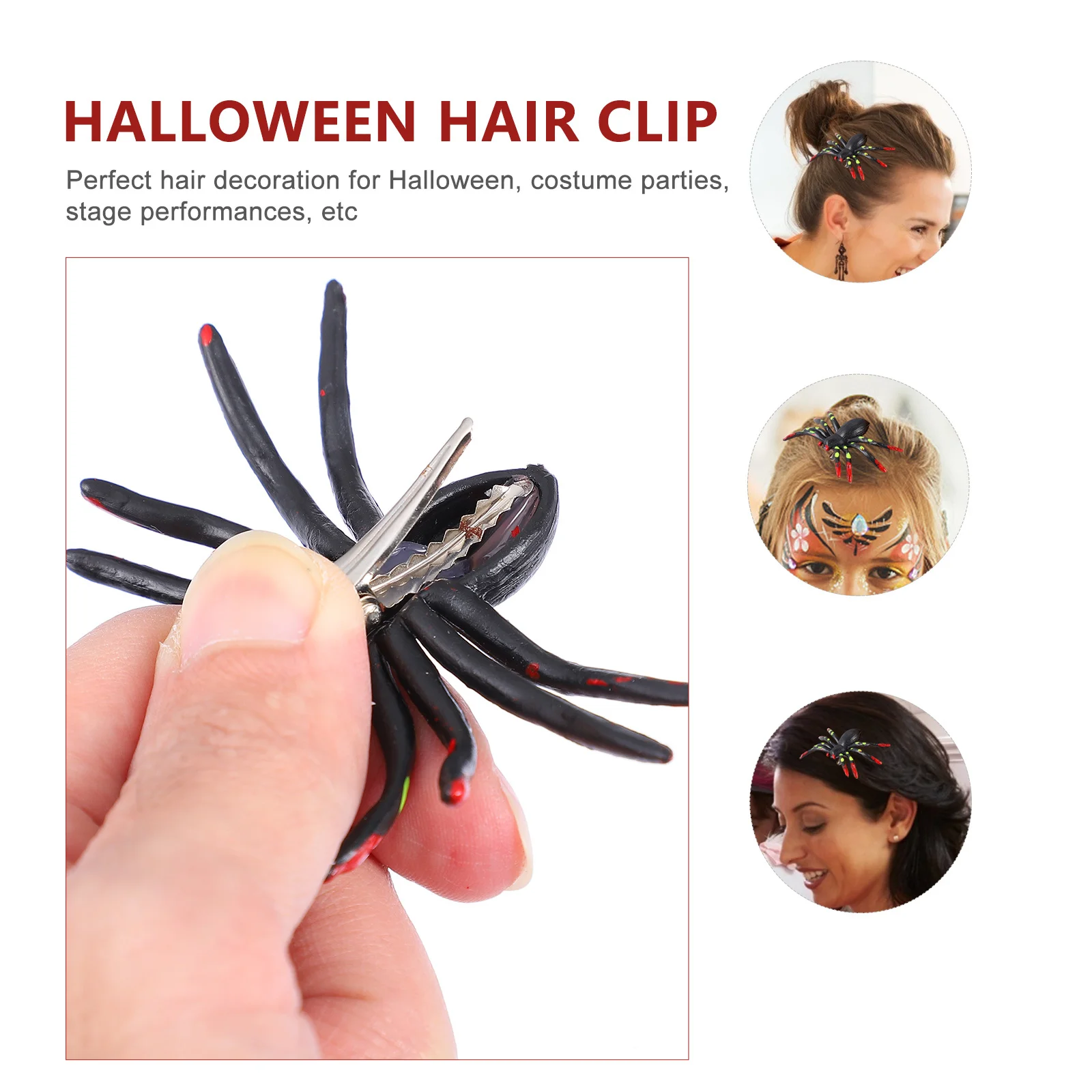 

4 Pcs Spider Toy Halloween Hairpins Prank Props for Tricky Mesh Accessories Kids Plastic Party Babies Teens