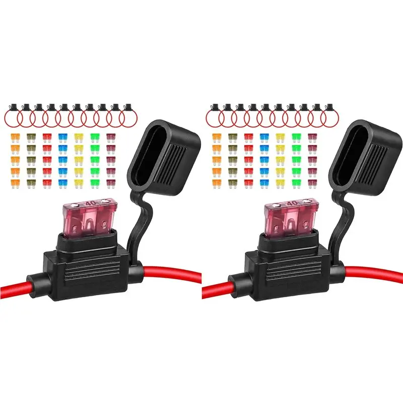 b-est-20パック-インラインヒューズホルダー-12v、12-awg-防水ヒューズホルダー-70個入り-5a-75a-10a-15a-20a-30a-40a-標準車用ヒューズ付き