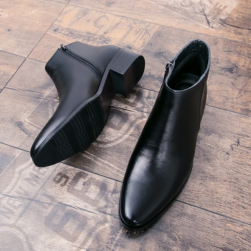 Winter Herren PU-Lederstiefel Klassischer Britischer Stil Casual Business Schuhe Hochwertige Knöchelstiefel für Männer Übergröße 46 Herrenstiefel – Detail 5