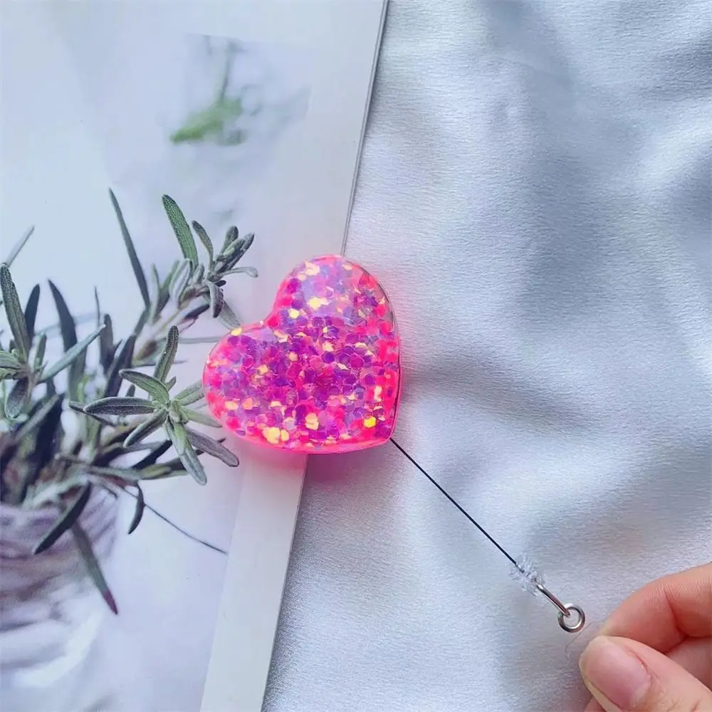 

Выдвижной держатель для бейджа с сердечком, блестящий вращающийся на 360° катушка для бейджа медсестры, выставочная карта, поворотный зажим из кожи аллигатора