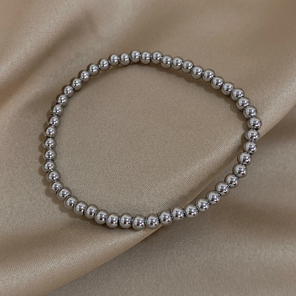 Greatera 3/4 mm elastische Armbänder aus Edelstahlperlen für Damen, vergoldetes dreifarbiges Perlenkettenarmband, wasserdichter Schmuck – Detail 9