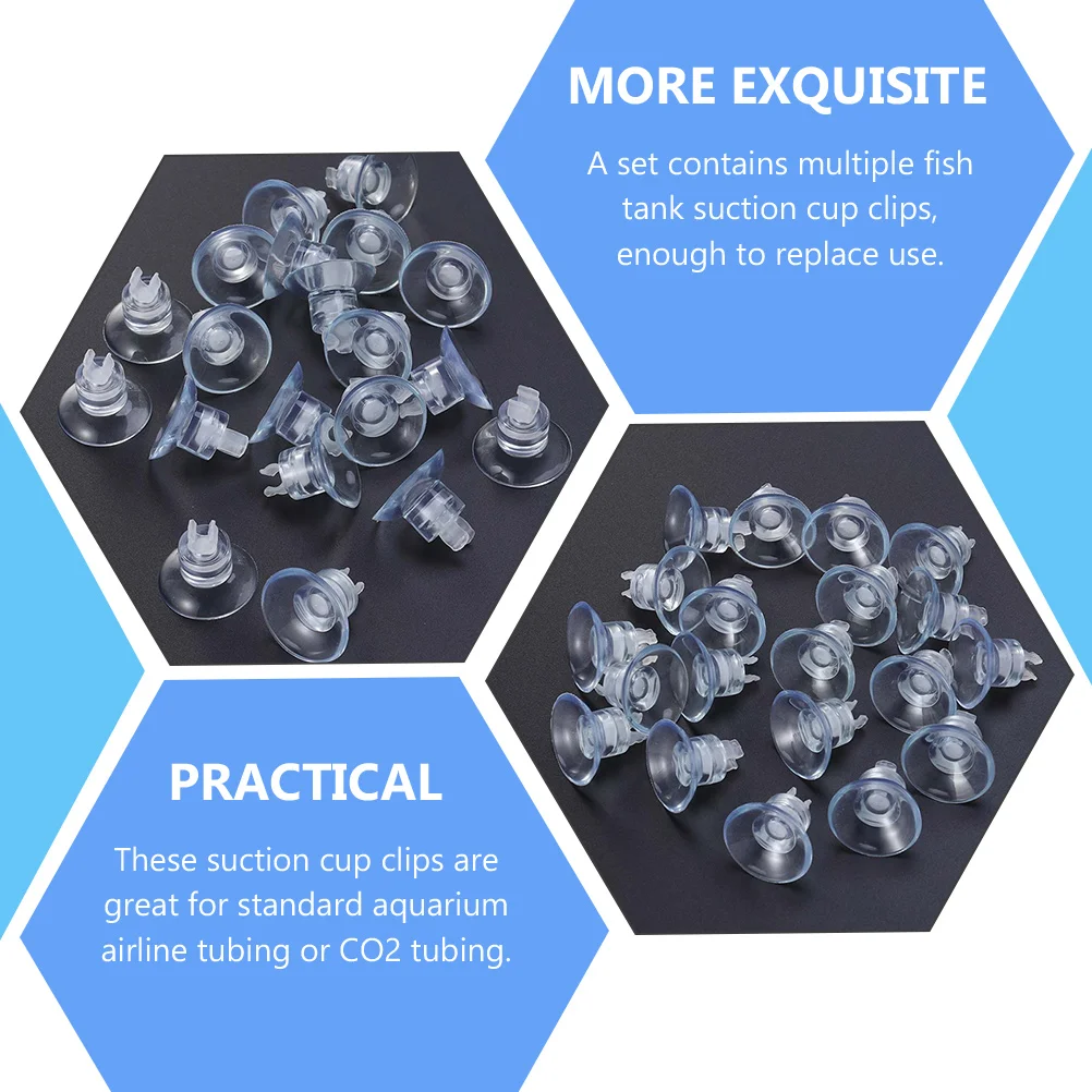 

25 Pcs Oxygen Pipe Fixing Suction Cup Aquarium Clips Hose Tube Rubber Premium Easy Storage Adjustable Fish Tank Suction Cup