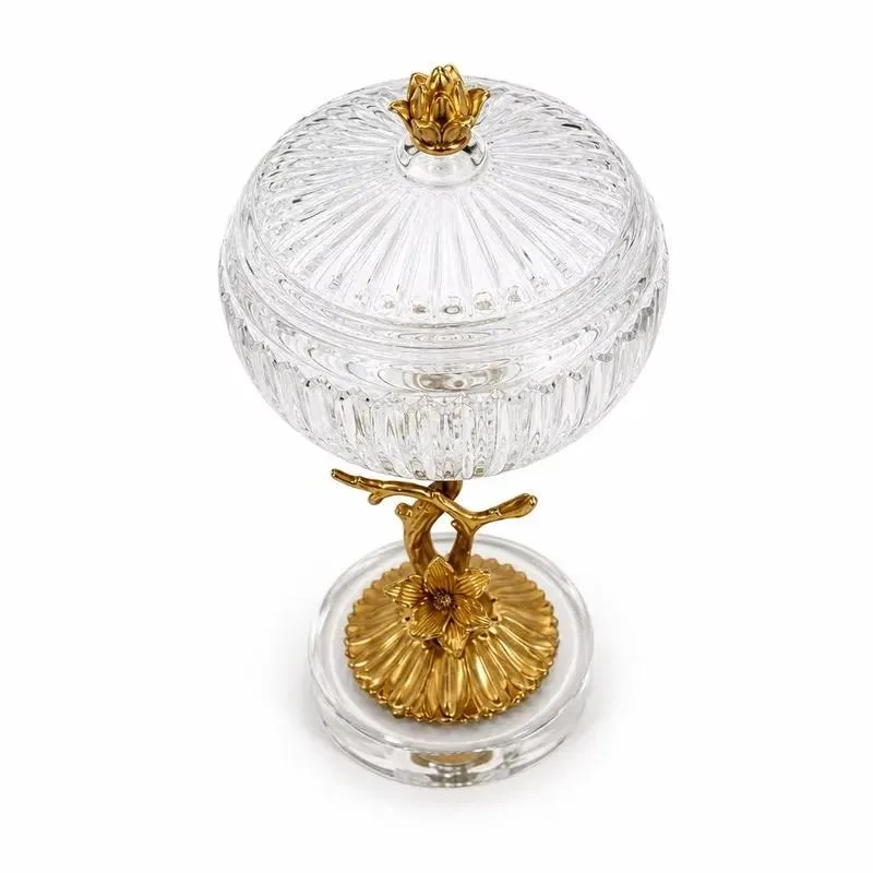 Clear candy jar with brass Nordic decorative glass candy container for buffet and party table displays G1332