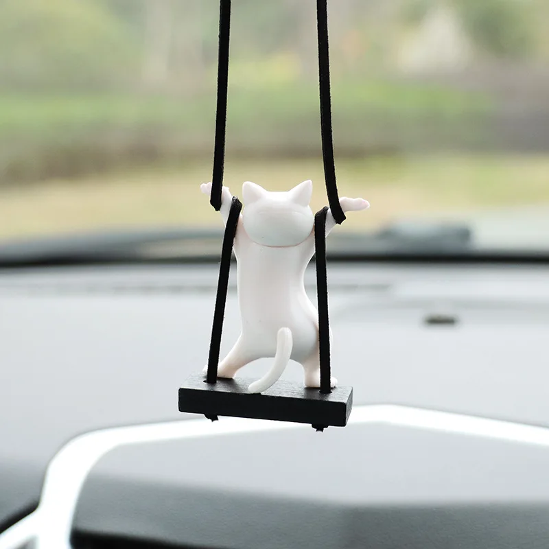 かわいい枝と猫の形をしたバックミラーペンダント,車のインテリア装飾,誕生日プレゼント,カーアクセサリー