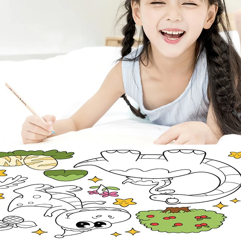 Drawing Roll DIY Coloring Paper Roll Color Filling Paper Graffiti Scroll Paper-cut for Kids Painting Paper 3 Meters