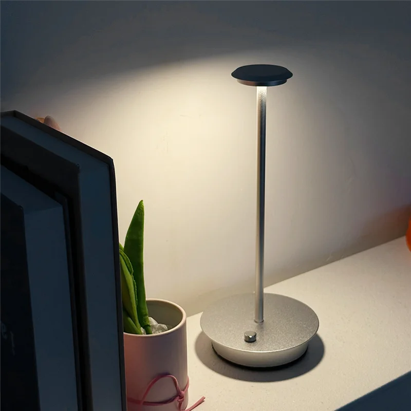 

LED Metal Waterproof Rechargeable Desk Lamp Touch Dimming Metal Table Lamp For Bar Living Room Reading Night Light-A Durable