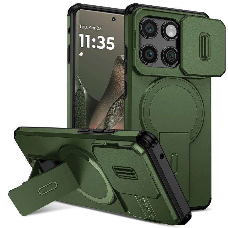 Capa Magnética Antichoque com Suporte para Carregamento Sem Fio MagSafe Motorola Moto G Play Stylus Power Edge 2024 2025