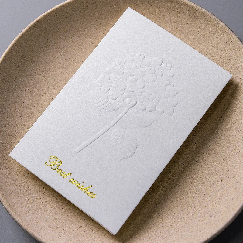 Vow of Thanks Card, Embossed Fresh Flowers Greeting Card, High-end Blessing Wedding Marriage Birthday Message Small Card