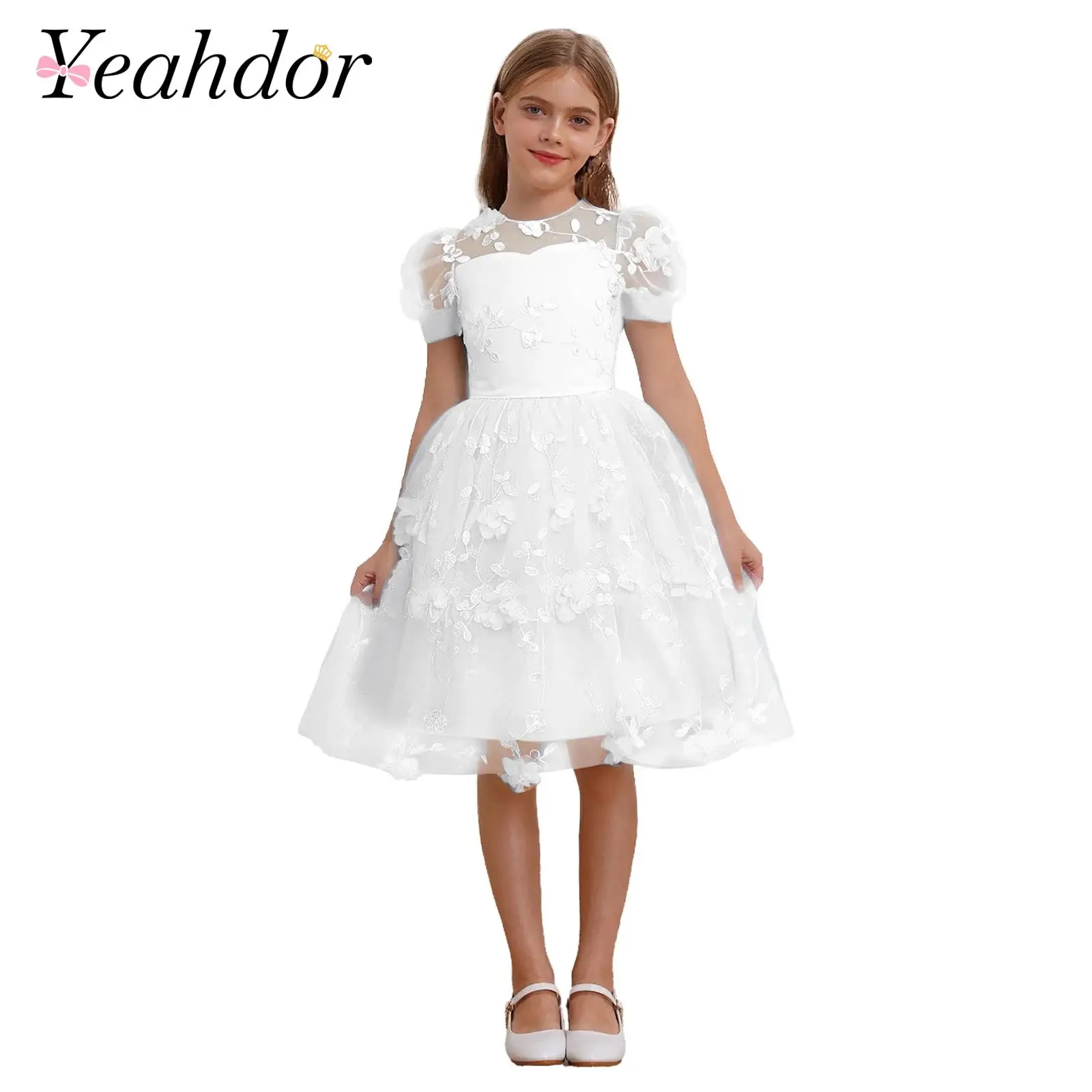 

Children's Dress Kids Girls Embroidery Dress Princess Pageant Gown Tulle Tutu Formal Wedding Party Dresses Flower Girl Clothes
