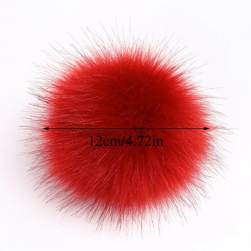 12cm Colorful White Faux Fox Pompoms Luxury Fur Balls For Knitted Hat Cap Winter Beanies Real Fur Pom Poms Bulk 19 Colors