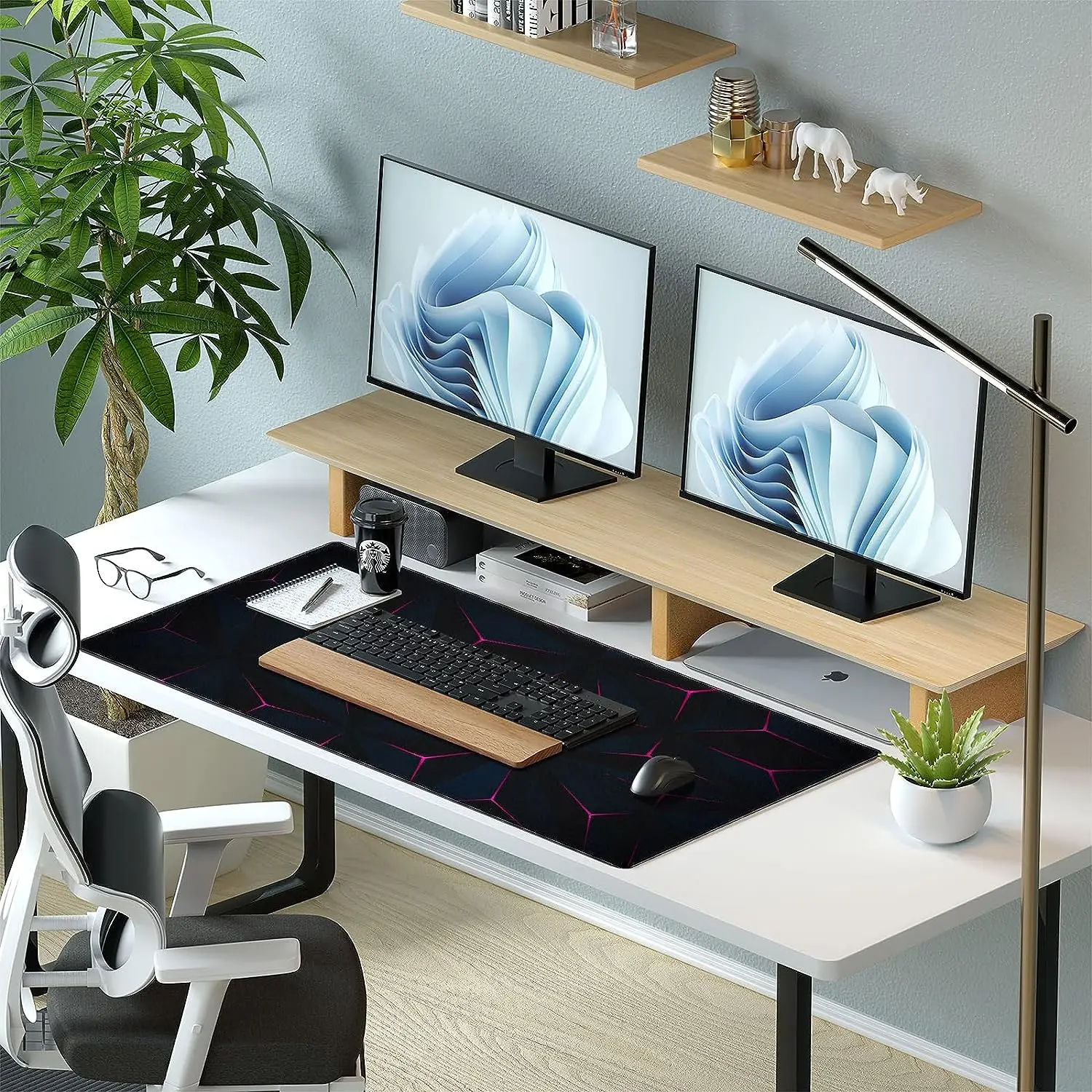 Purple Abstract Geometric Lines Mouse Pad Gaming Non-Slip MousePad Extended XXL Large Full Keyboard Mouse Pad 31.5 x 11.8 Inches