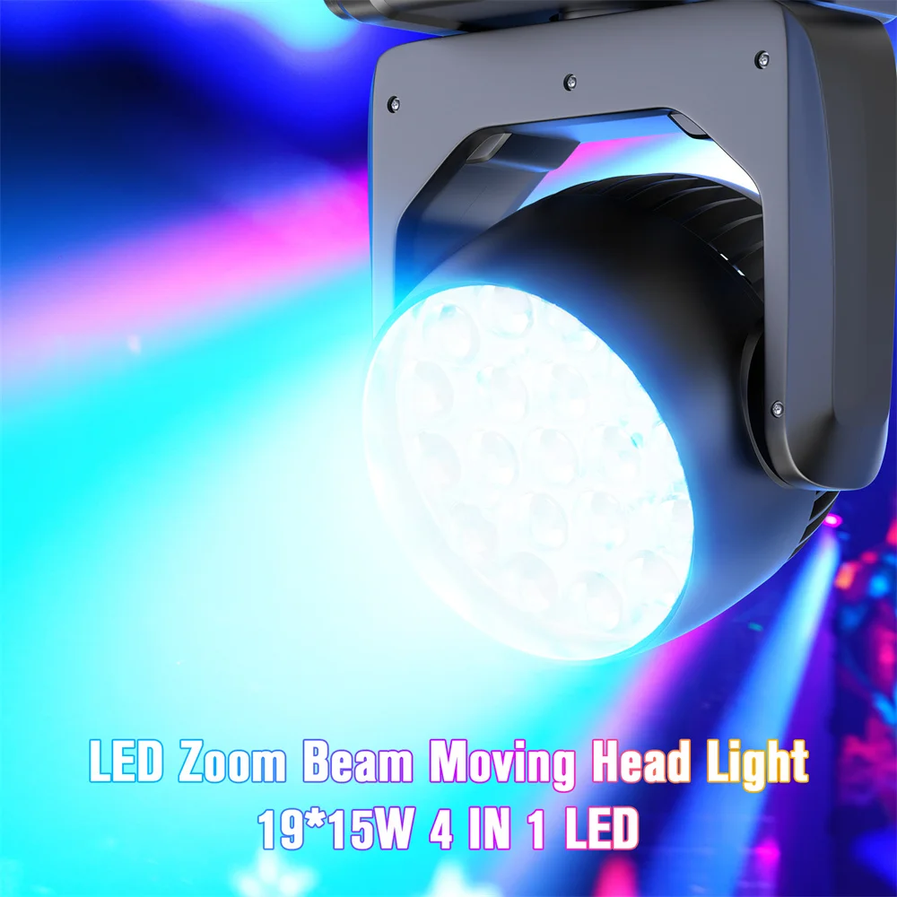 Yiflamefly-LEDムービングヘッドライト,dmx512,4-in-1, 19個,フォーカシング,DJ,カラオケ,ホール,ディスコ,バー,ボールルーム,結婚式