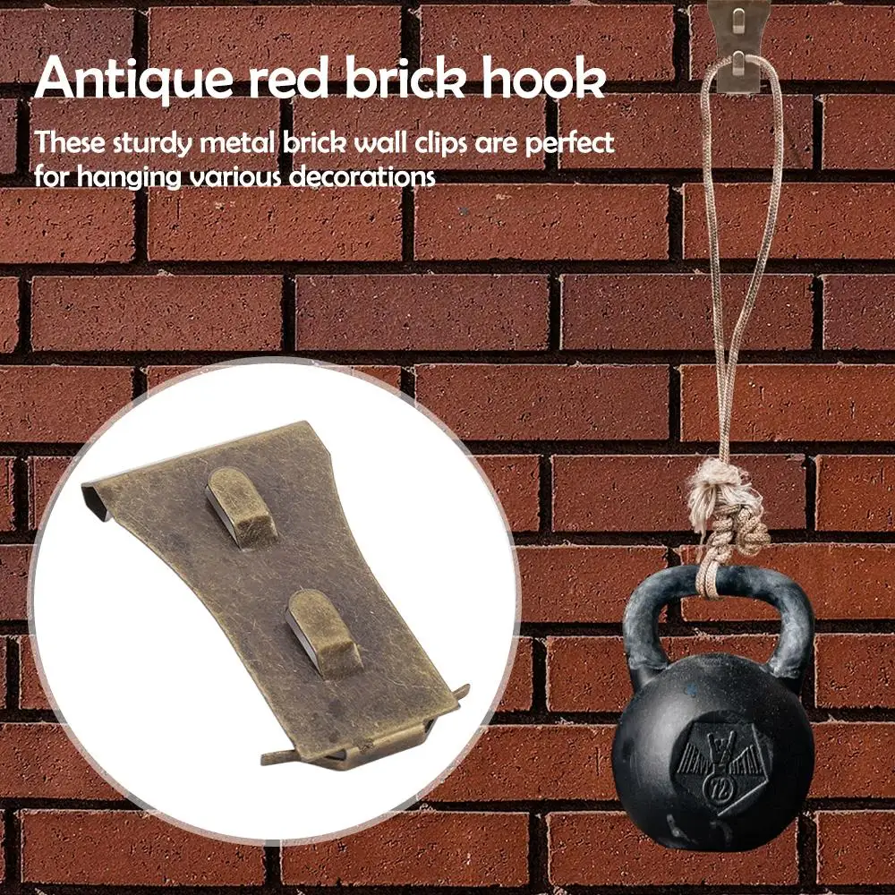 Dark Bronze Antique Brick Hooks for Hanging Outdoor Signs Heavy Duty Metal Clip Hangers Fit 2.25 to 2.45 Inch Red Bricks