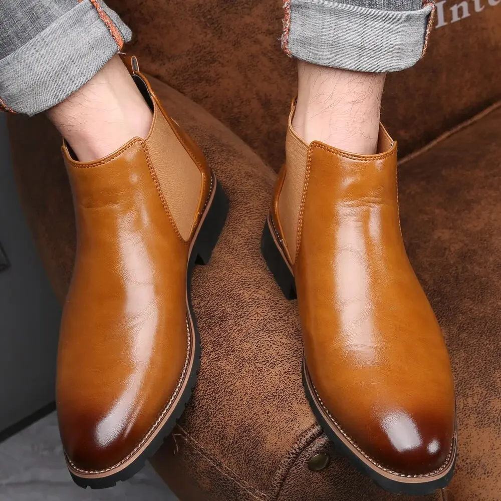 

Oxford Men Shoes Male Designer Genuine Leather Men's Wing Tip Chelsea Ankle Boots Business Dress Short Boots