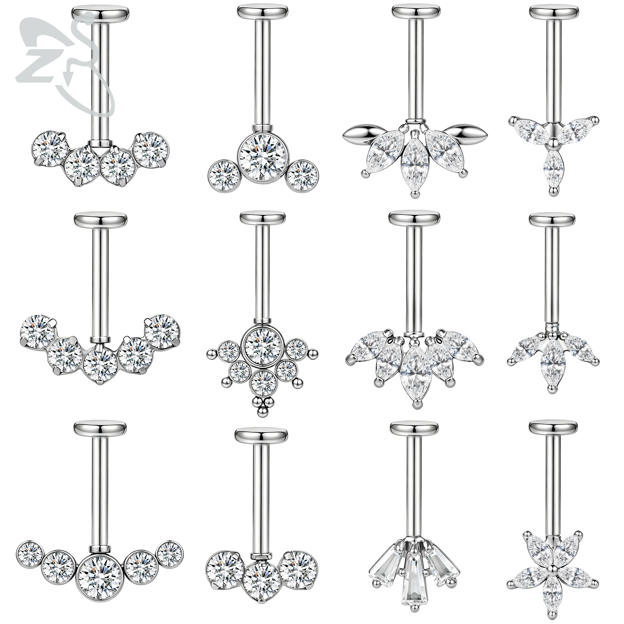 Body Jewelry Vertical Labret - ZS 1ピース 16G ステンレス製 ラブレット リップピアス